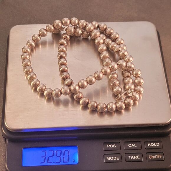 Vintage Sterling Silver Round 6.1mm Bead 17" "Y" Necklace - Picture 7 of 7